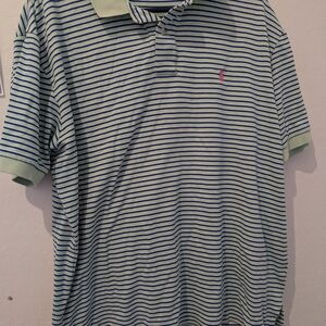 Striped Polo Shirt - Green and Blue